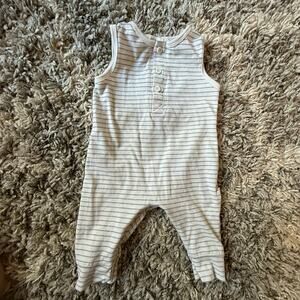 Miles 3 Months Baby Boy Romper Outfit Ticking Stripe Sleeveless Minimalist